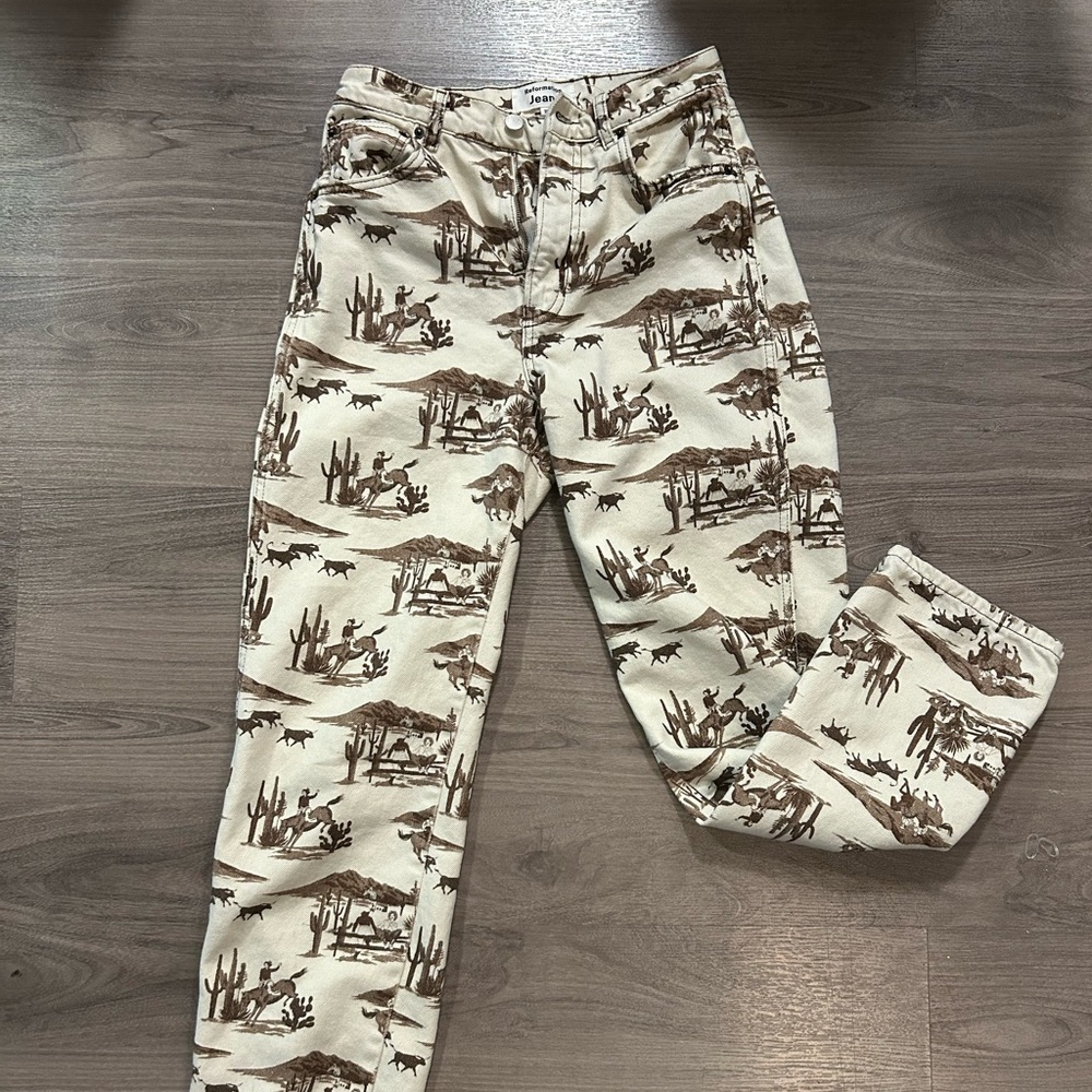 reformation cowboy print jeans